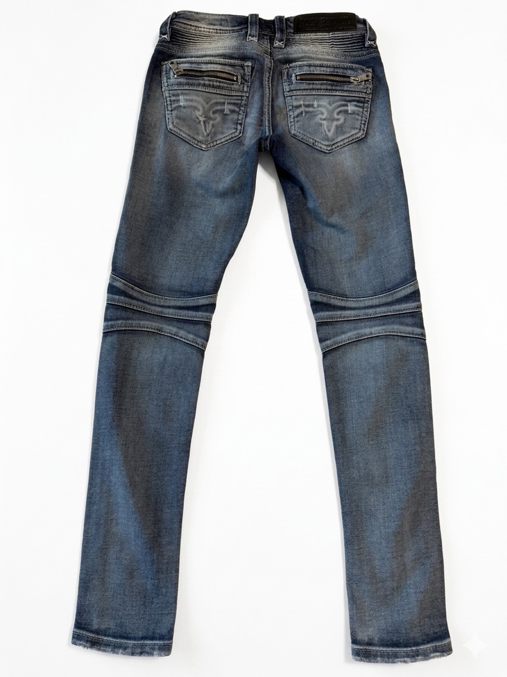 Rock Revival Gaby Moto Skinny Jeans Women's Size 24 Distressed Blue Denim